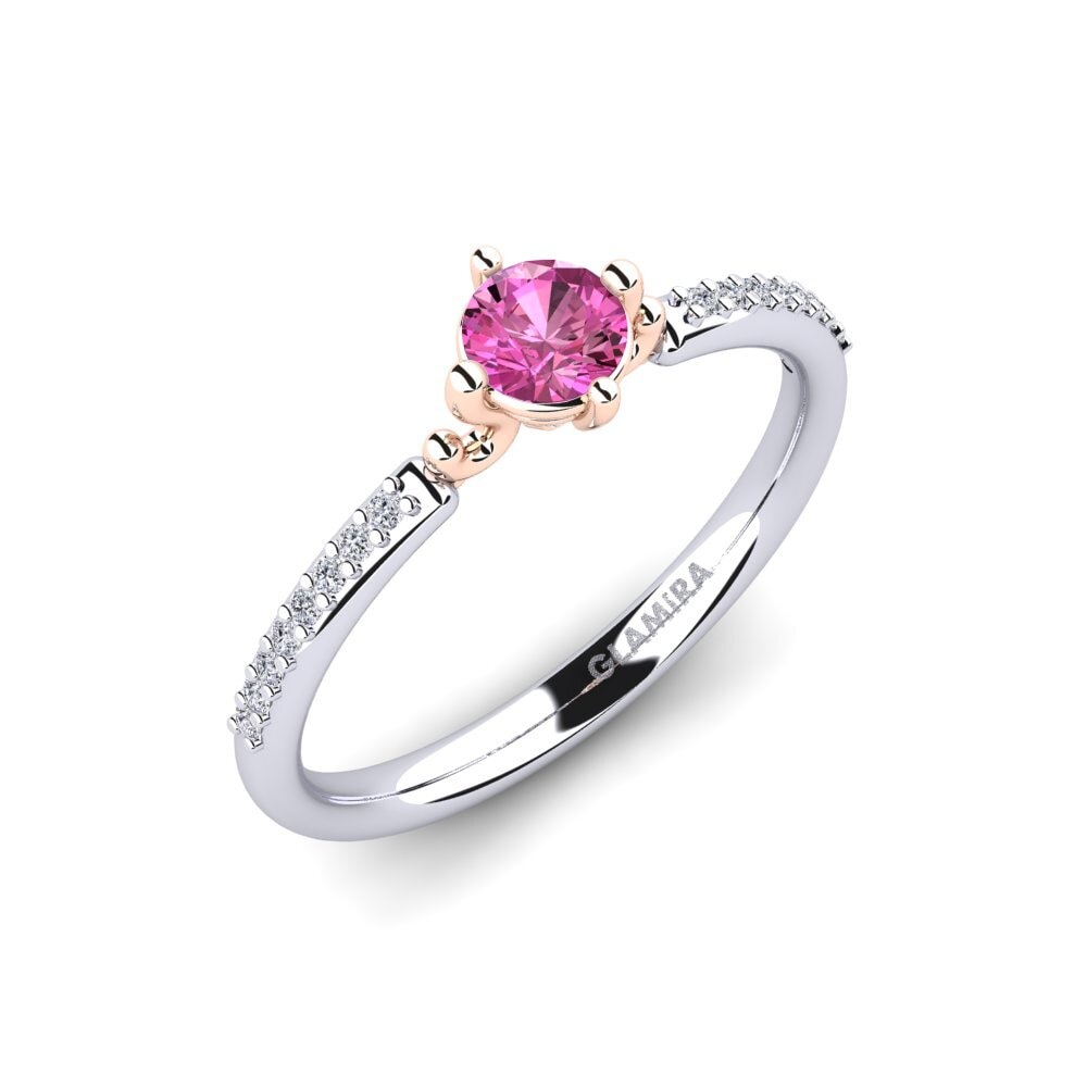 14ct White & Rose Gold Pink Topaz Engagement Ring Aubriel