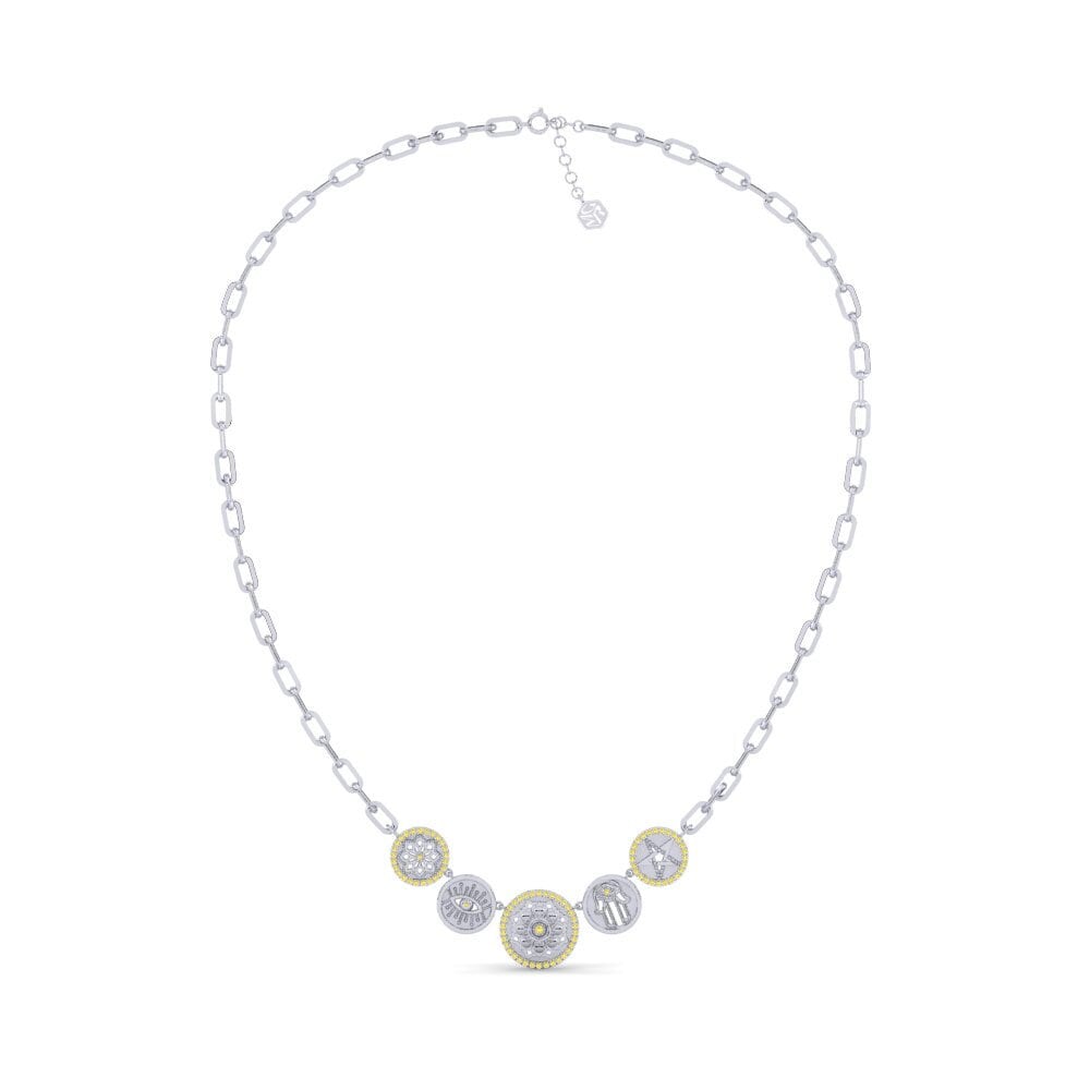 White Silver Yellow Sapphire Paperclip Necklace Auckland