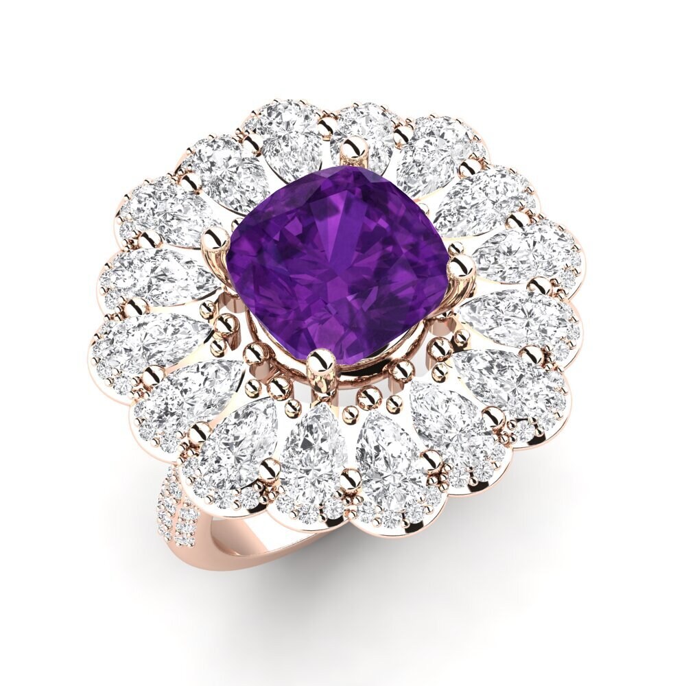 14k Rose Gold Amethyst Engagement Ring Auda