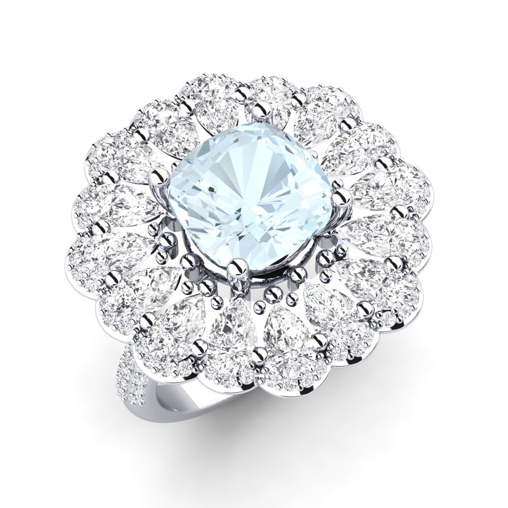 14k White Gold Aquamarine Engagement Ring Auda