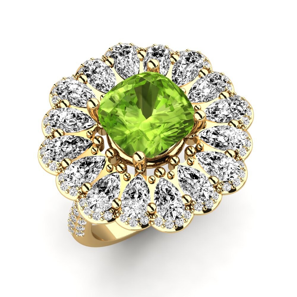 9k Oro Amarillo Peridoto Anillo de compromiso Auda