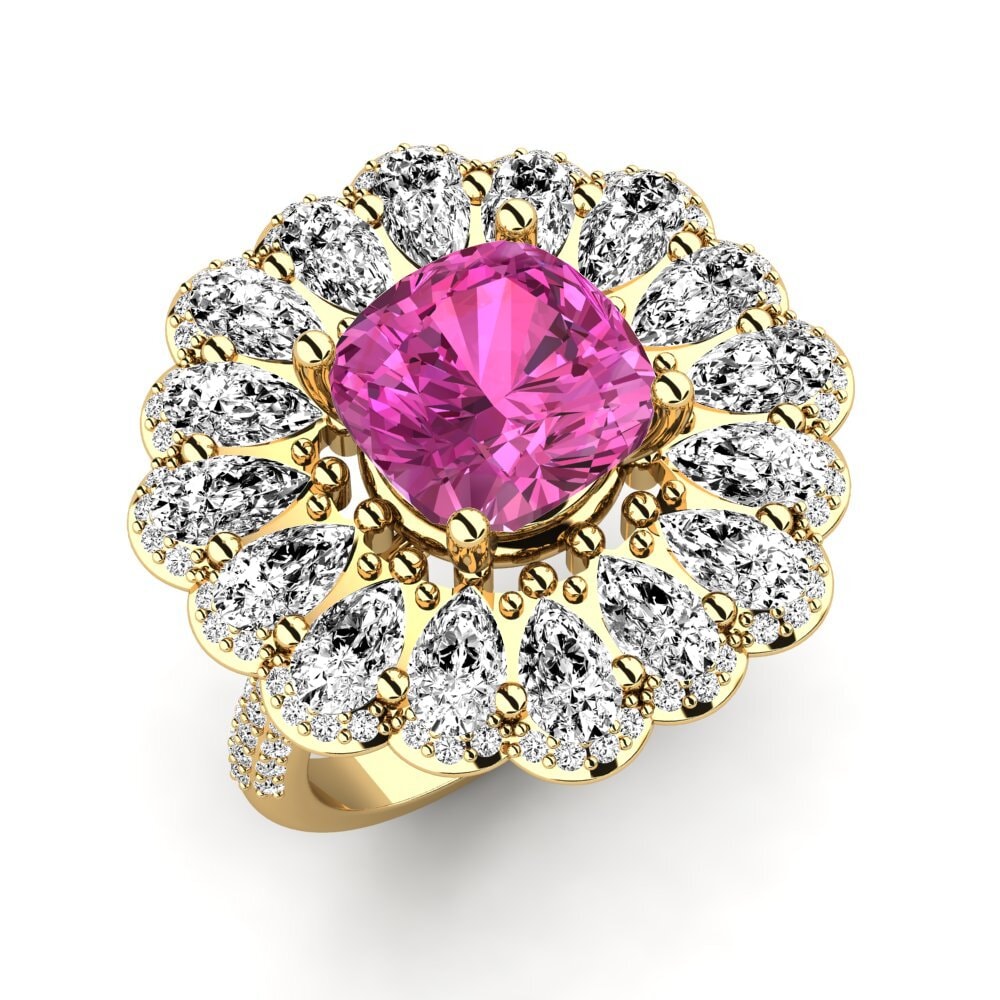 9k Oro Amarillo Topacio Rosa Anillo de compromiso Auda