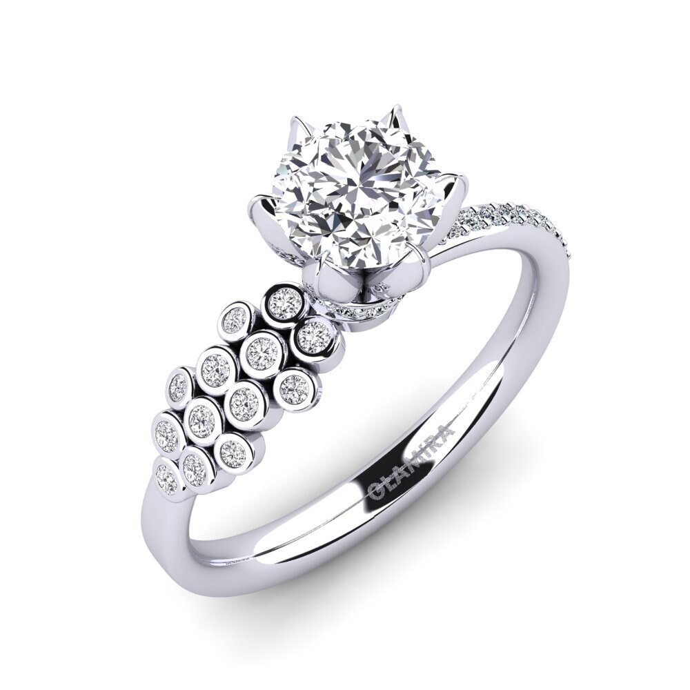 Bague Fiançailles Or Blanc 14k & Diamants Simulés - Taille 9.5 - Personnalisable