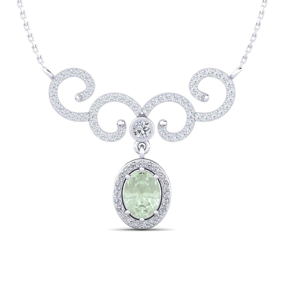 950 Palladium Green Amethyst Women's Necklace Audrisa
