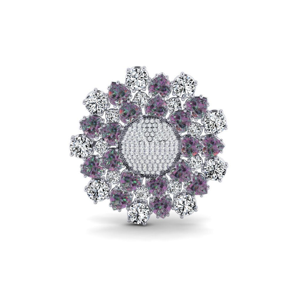 14ct White Gold Mystic Topaz Brooch Aummas