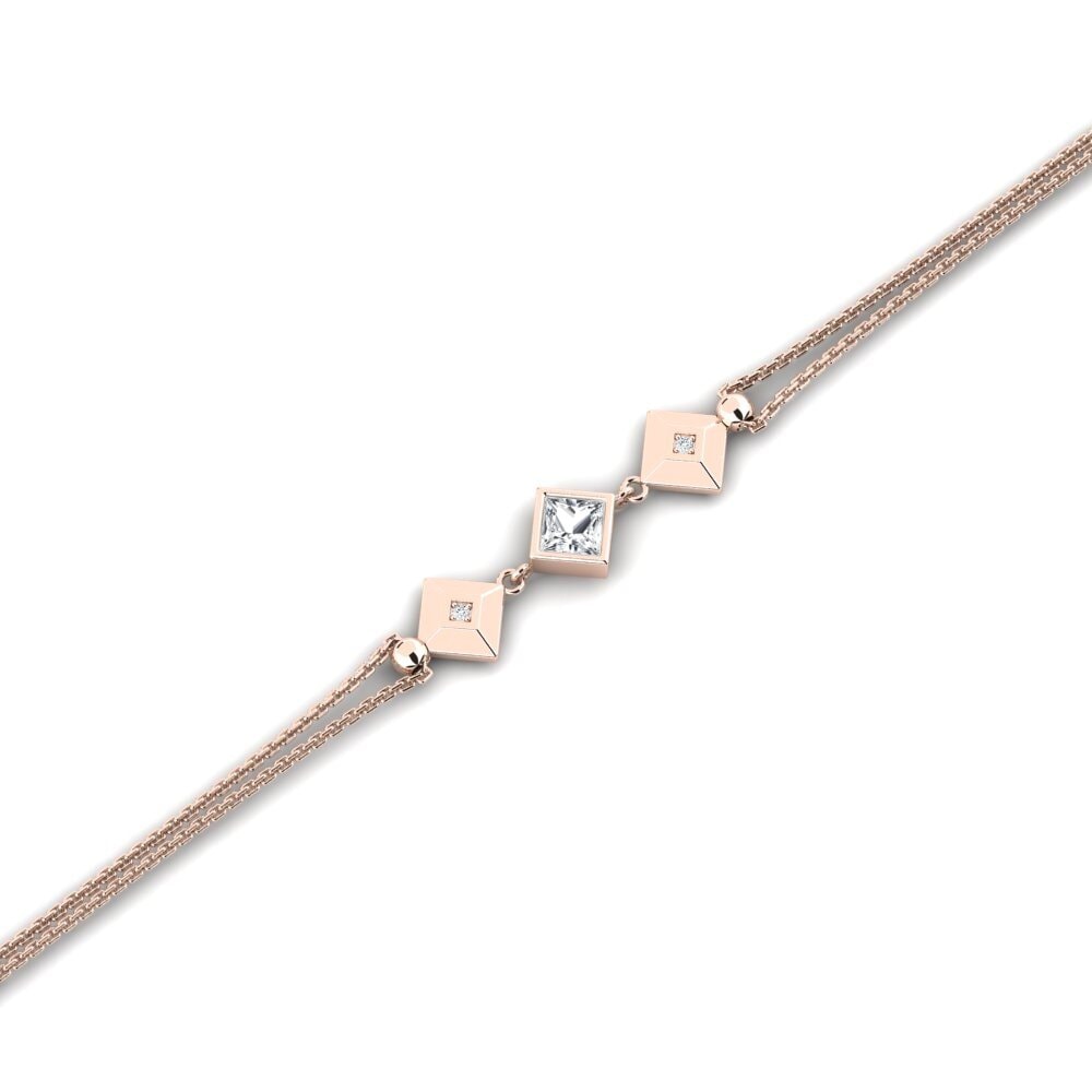 9ct Rose Gold White Zircon Women's Bracelet Aundies