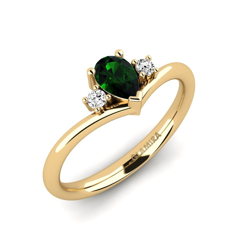 14K Yellow Gold Green Tourmaline Engagement Ring Aurec