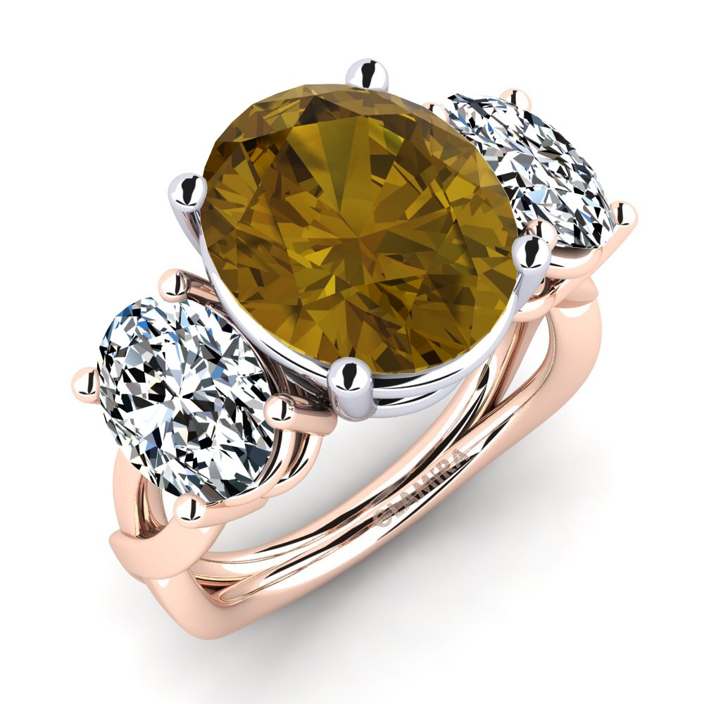 14ct Rose & White Gold Brown Zircon Ring Aurkene