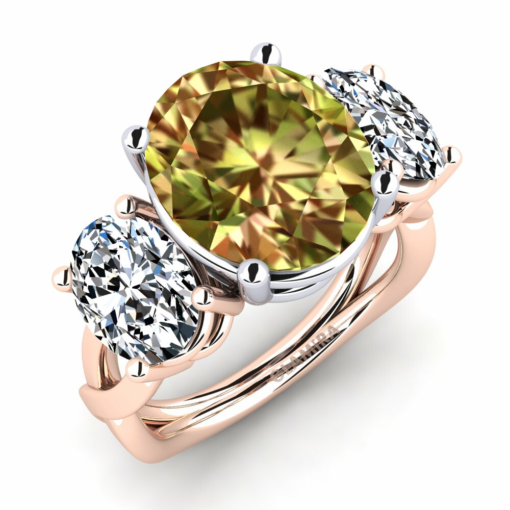 Or Rose& Blanc 14k Pierre de Sultan Bague Aurkene