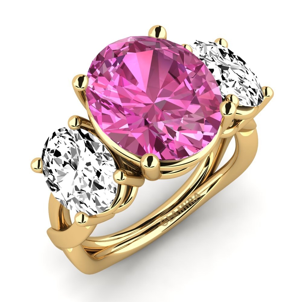 9k Oro Amarillo Topacio Rosa Anillo Aurkene