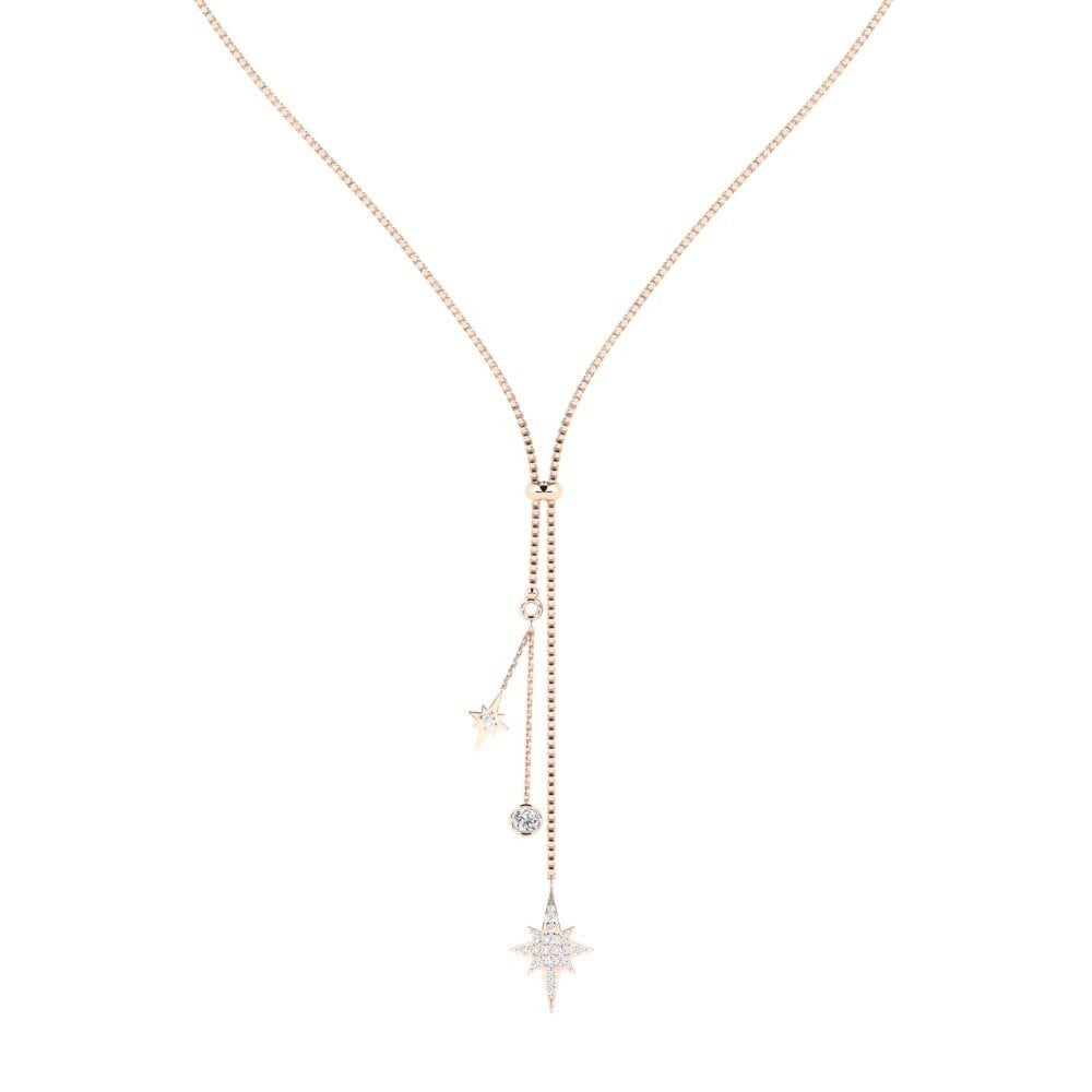 Dây chuyền Vàng Hồng 18K Kim Cương Nhân Tạo Bolo