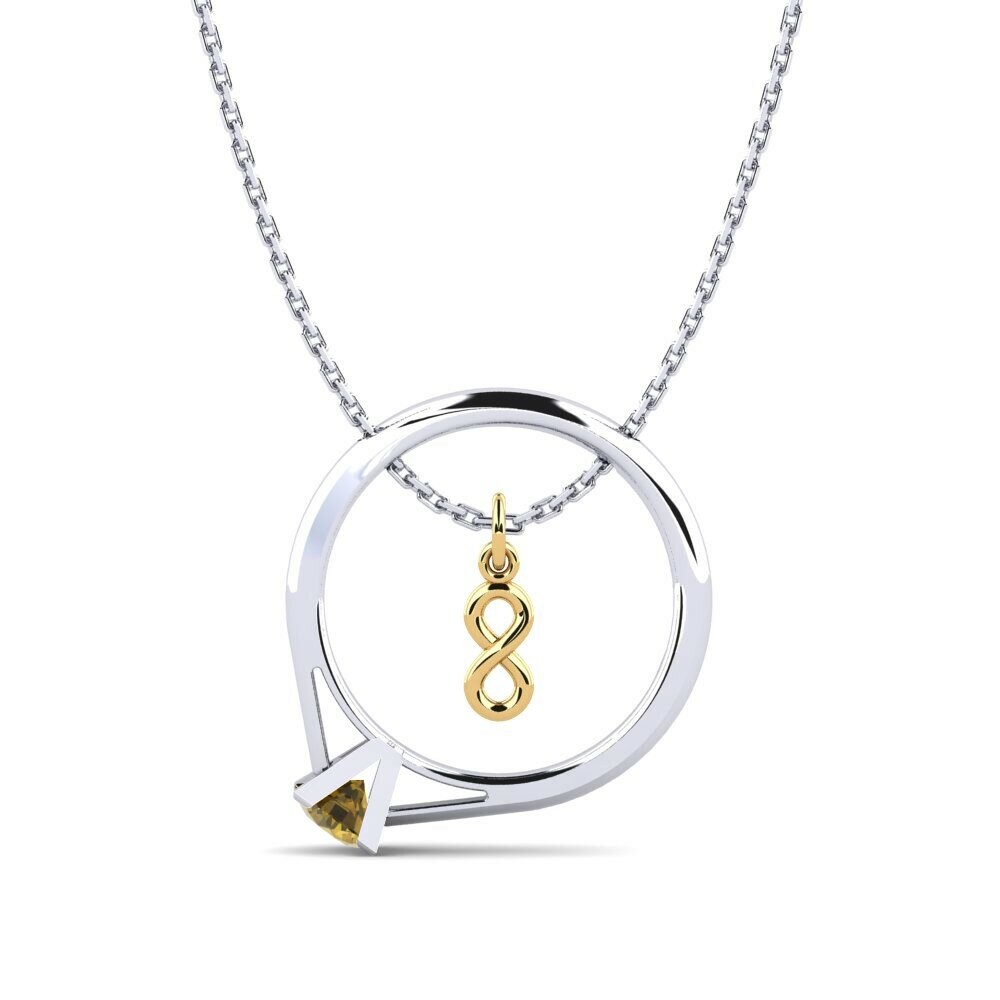Dây chuyền Vàng Trắng-Vàng 9K Đá Zircon Nâu Infinity