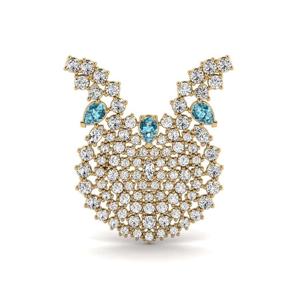 Gelbgold 375 Blauer Zirkon Brosche Avedon