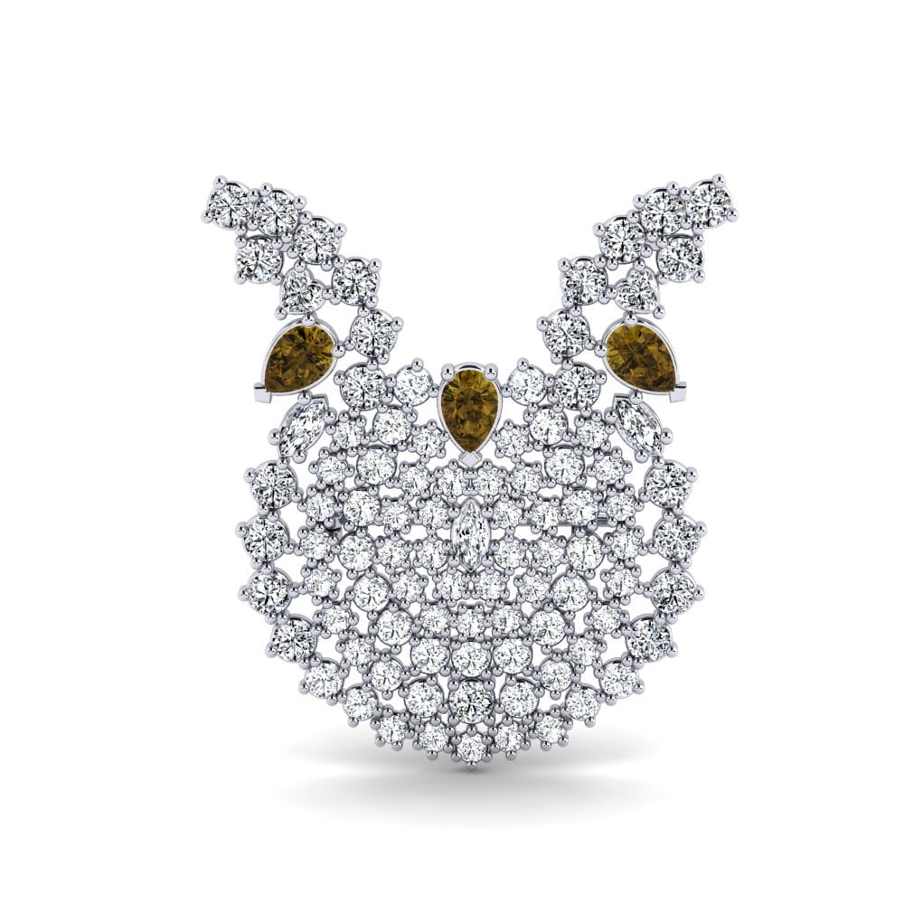 14ct White Gold Brown Zircon Brooch Avedon