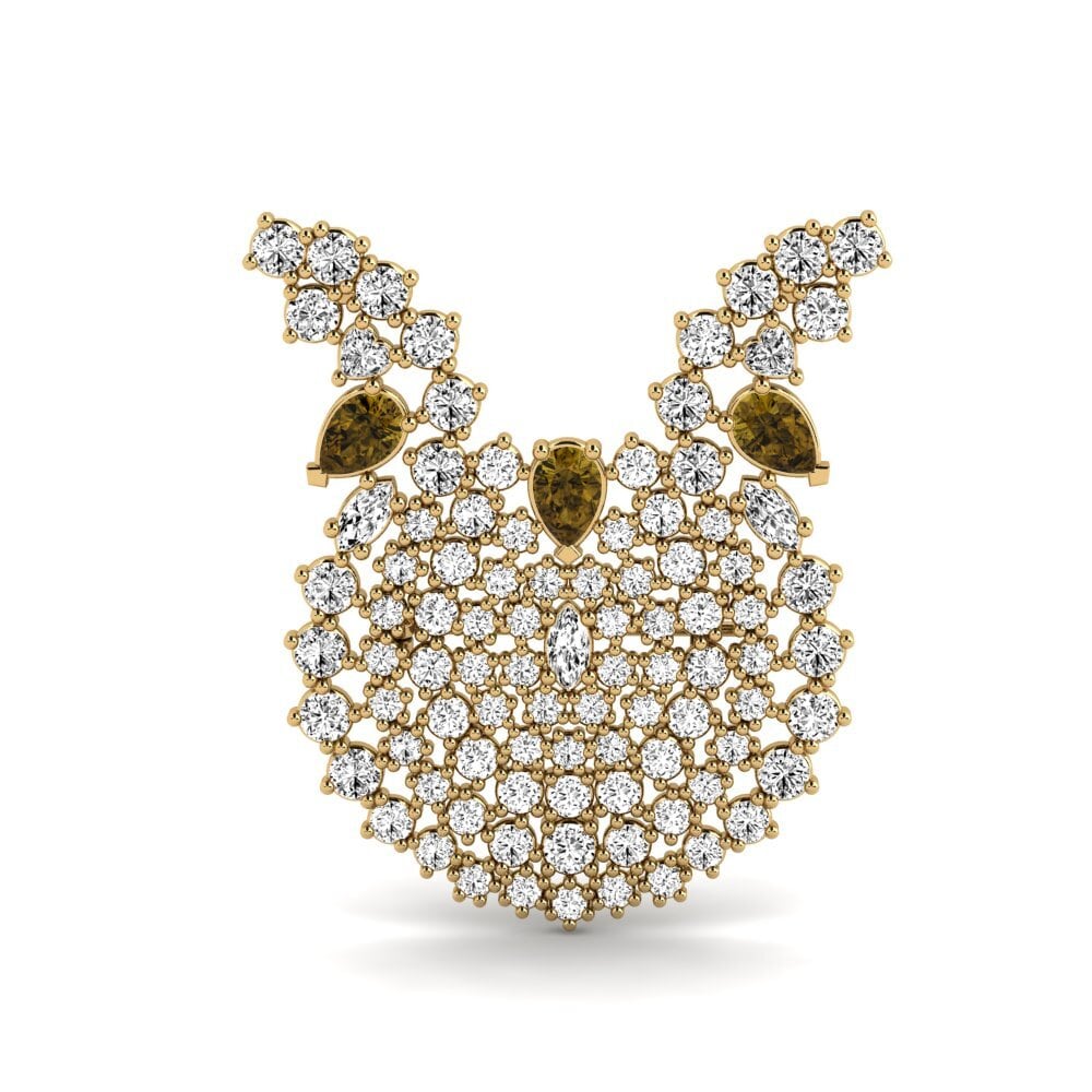 Gelbgold 585 Brauner Zirkon Brosche Avedon