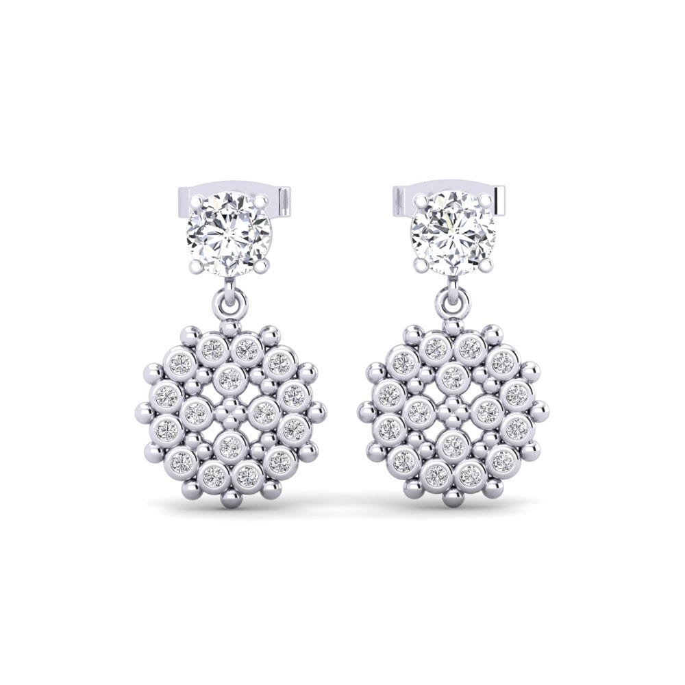 Orecchini Pendenti A Goccia In Argento 925 Con Diamanti Taglio Rotondo 2.00 Ct - Placcato Oro Giallo 14k - Foto 5