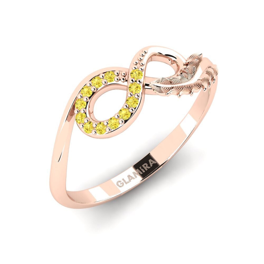 14ct Rose Gold Yellow Sapphire Ring Aveniren