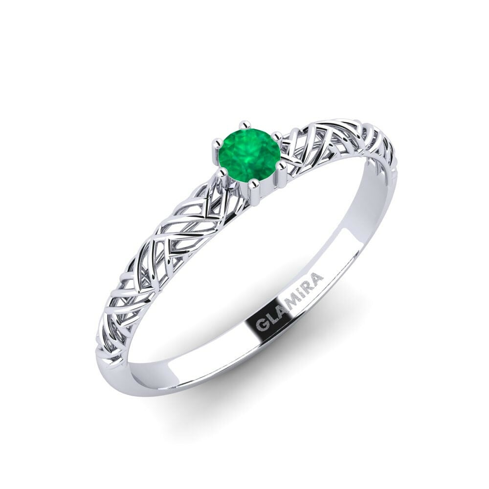 Classic Solitaire Engagement Rings Averasa 585 White Gold Emerald