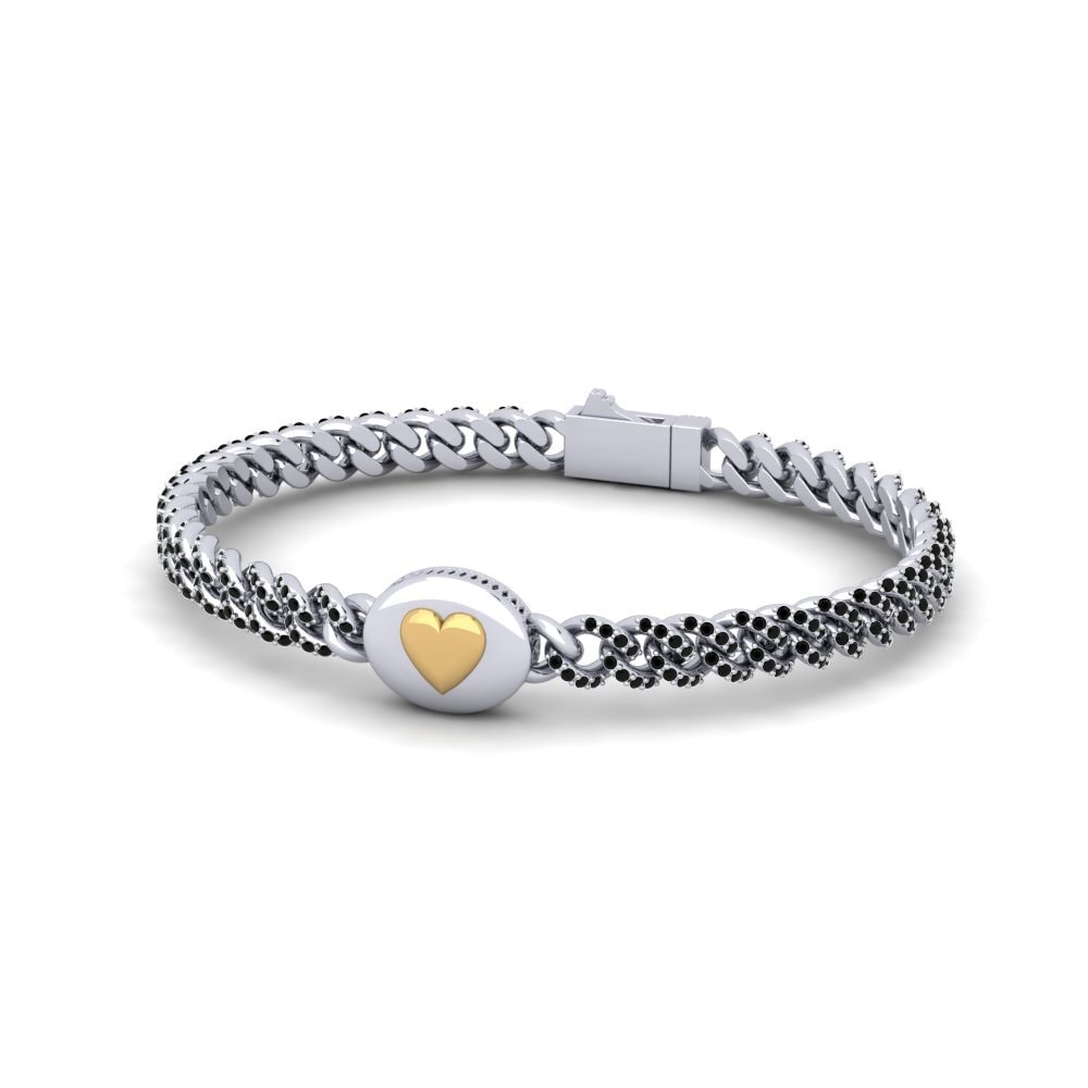 9ct White & Yellow Gold Black Diamond Women's Bracelet Averell