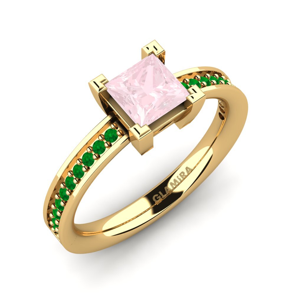 18K Yellow Gold Rose Quartz Engagement Ring Aversa