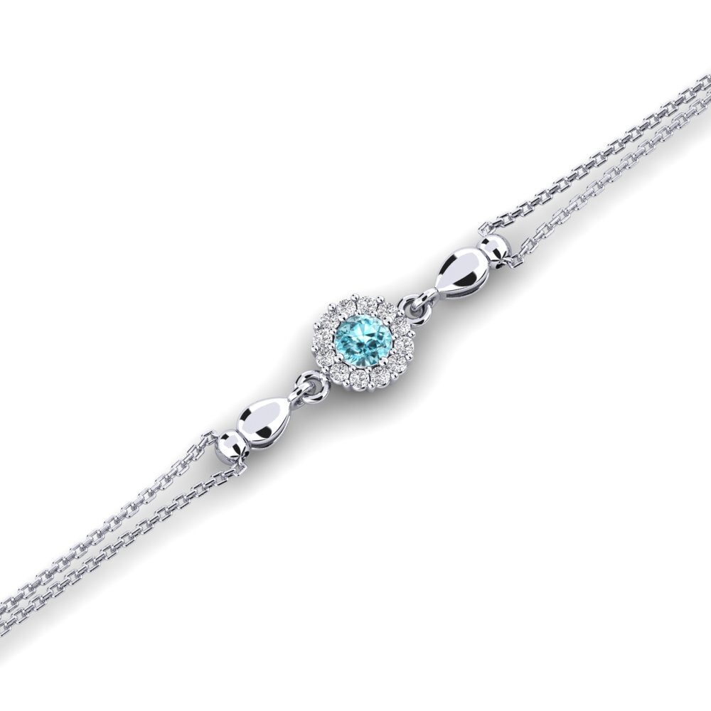 950 Platinum Blue Zircon Women's Bracelet Averyl