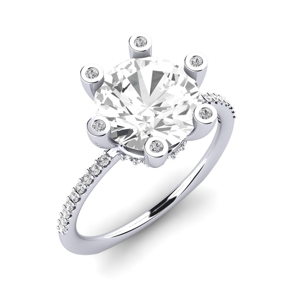 925 Prata de lei diamante-safira Anel de Noivado Avila