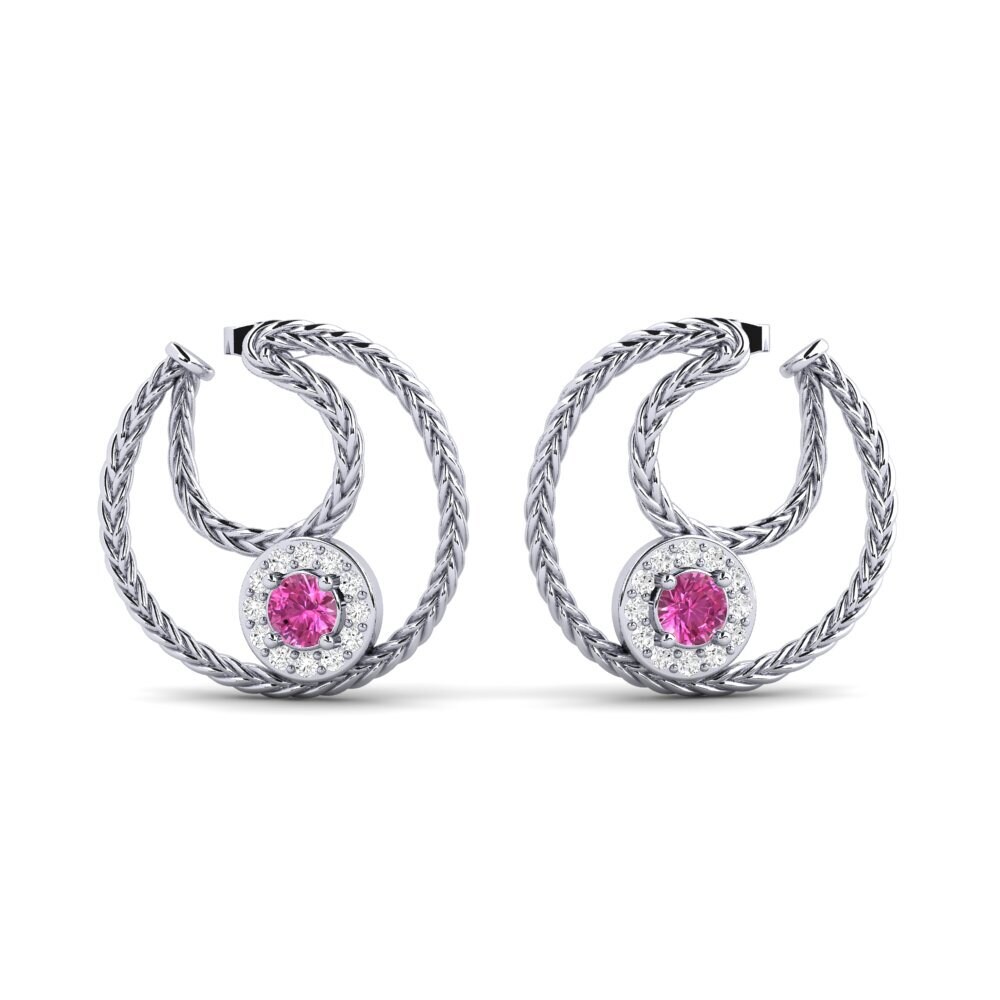 9ct White Gold Pink Topaz Women's Earring Avunu