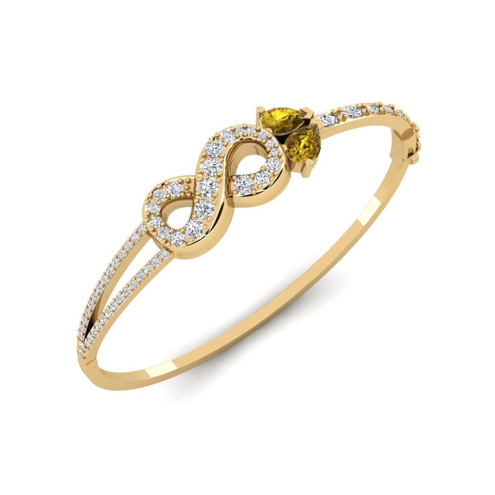 18ct Yellow Gold Brown Zircon Women's Bangle Awaride