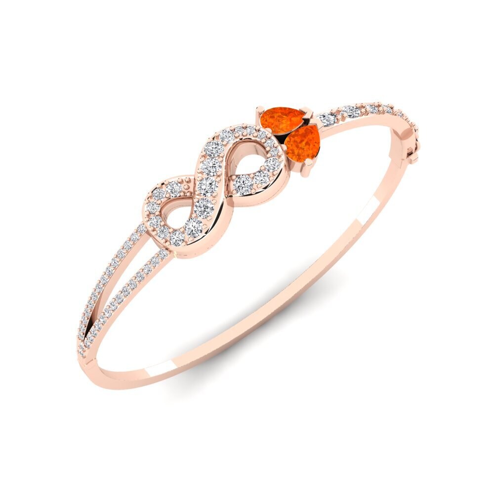 9ct Rose Gold Fire Opal Women's Bangle Awaride