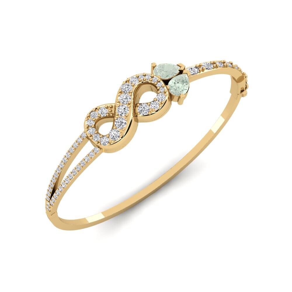 18ct Yellow Gold Green Amethyst Women's Bangle Awaride