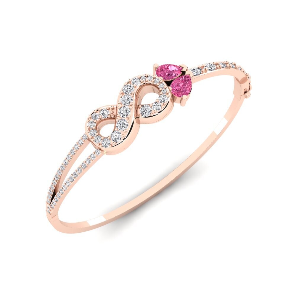 9ct Rose Gold Pink Tourmaline Women's Bangle Awaride