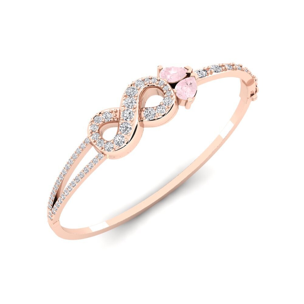 9ct Rose Gold Rose Quartz Women's Bangle Awaride