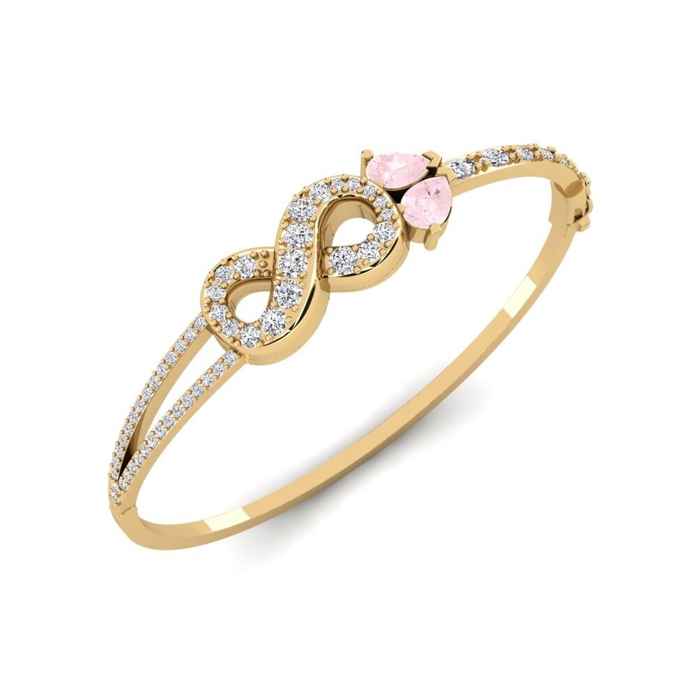 18ct Yellow Gold Rose Quartz Women's Bangle Awaride