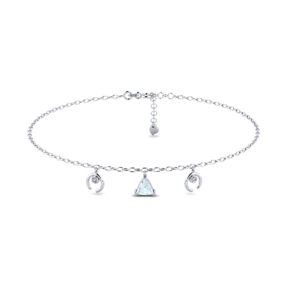 18ct White Gold Aquamarine Women's Anklet Awiti