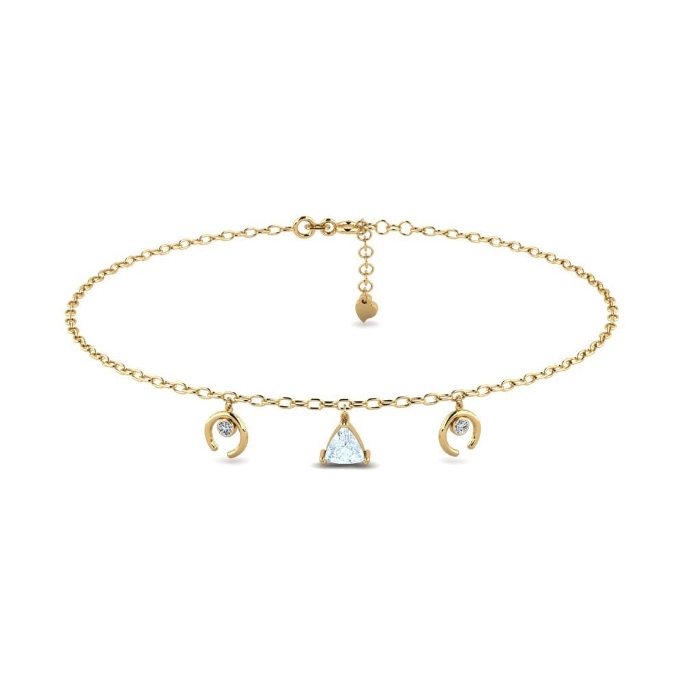 14ct Yellow Gold Aquamarine Women's Anklet Awiti