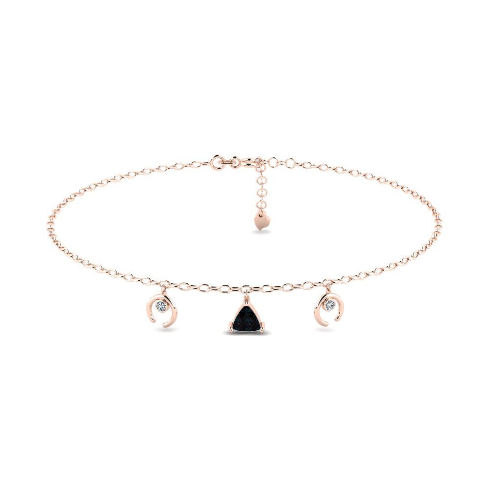 9ct Rose Gold Black Opal Women's Anklet Awiti