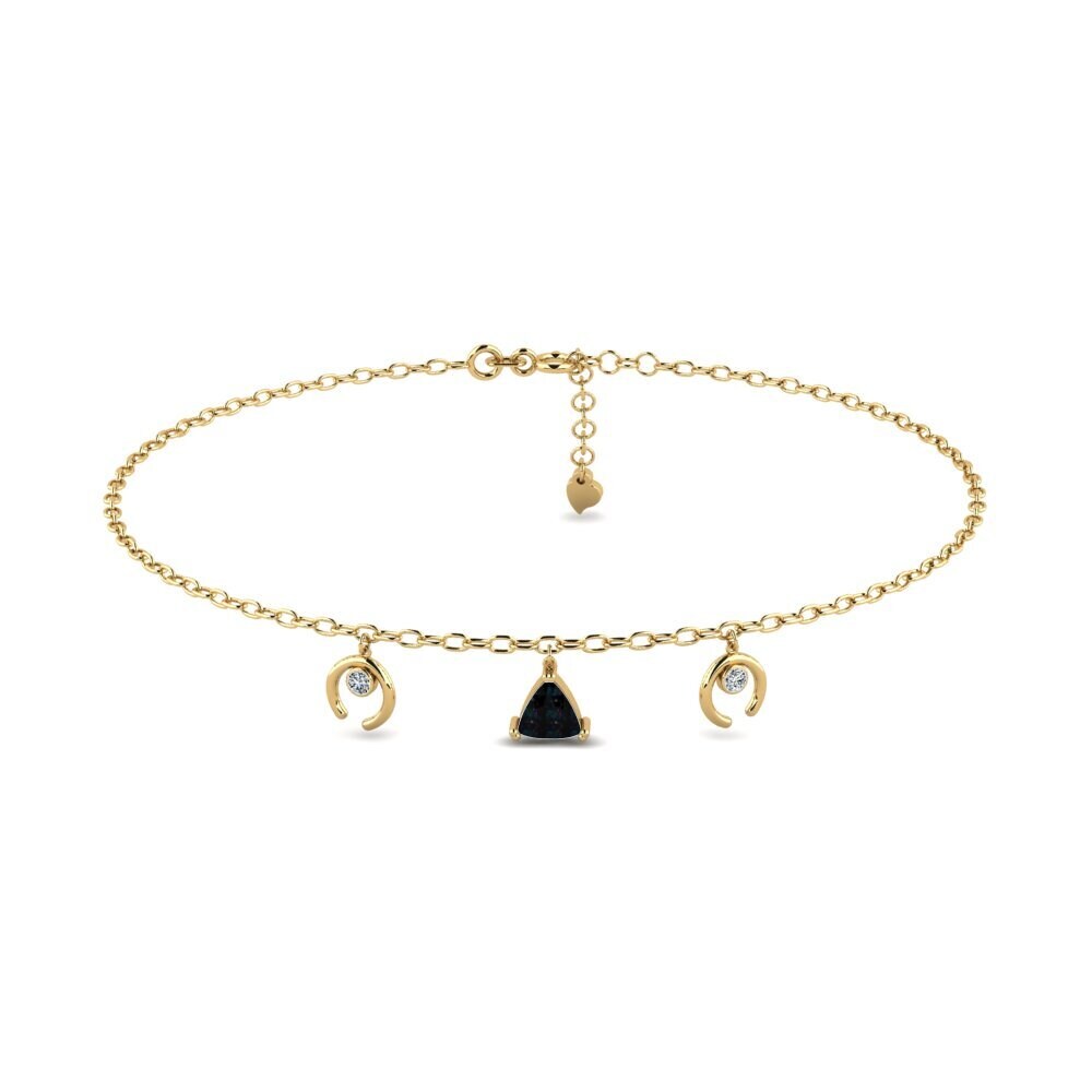 14ct Yellow Gold Black Opal Women's Anklet Awiti