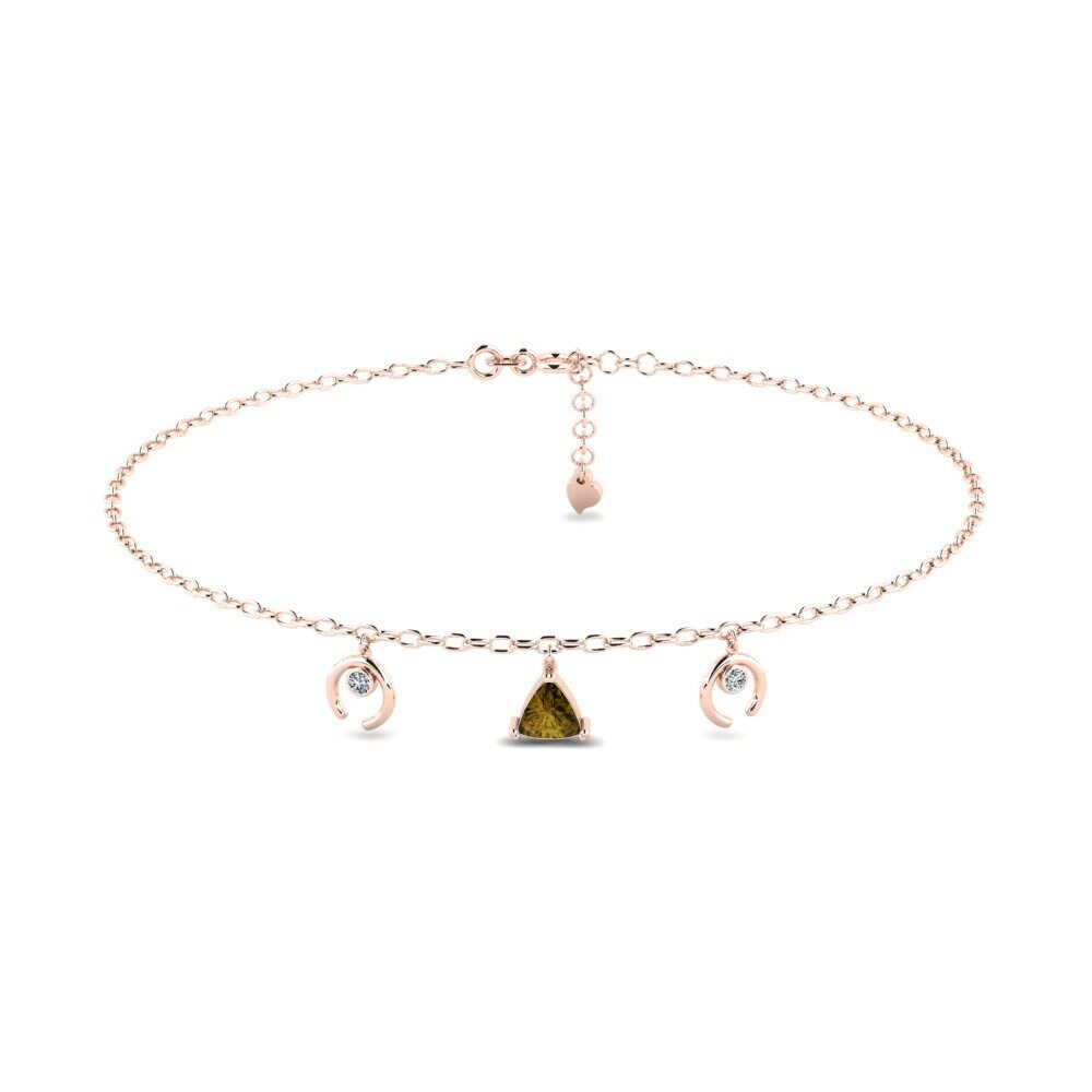 9ct Rose Gold Brown Zircon Women's Anklet Awiti