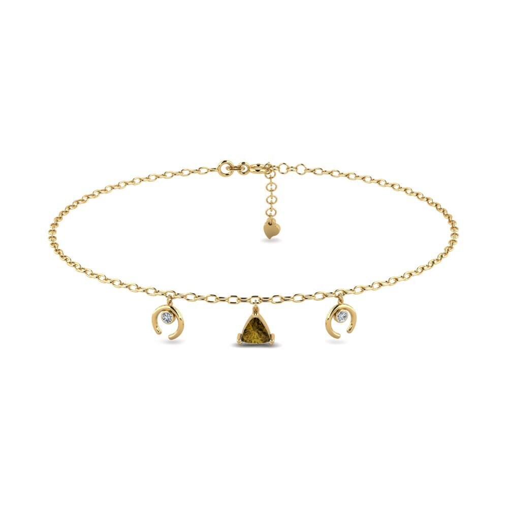 14ct Yellow Gold Brown Zircon Women's Anklet Awiti