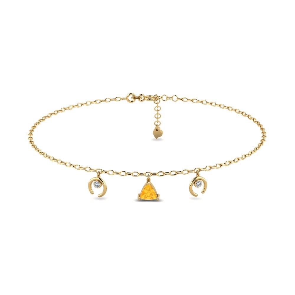14ct Yellow Gold Citrine Women's Anklet Awiti