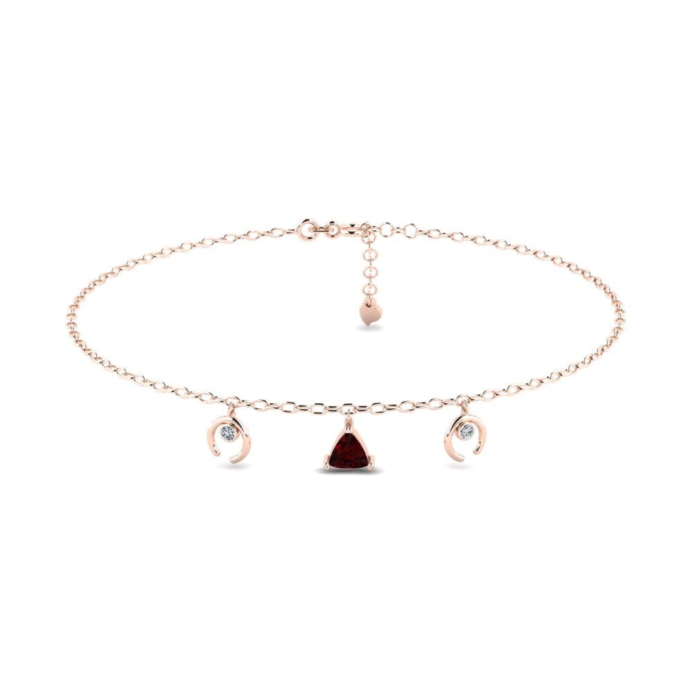 9ct Rose Gold Garnet Women's Anklet Awiti