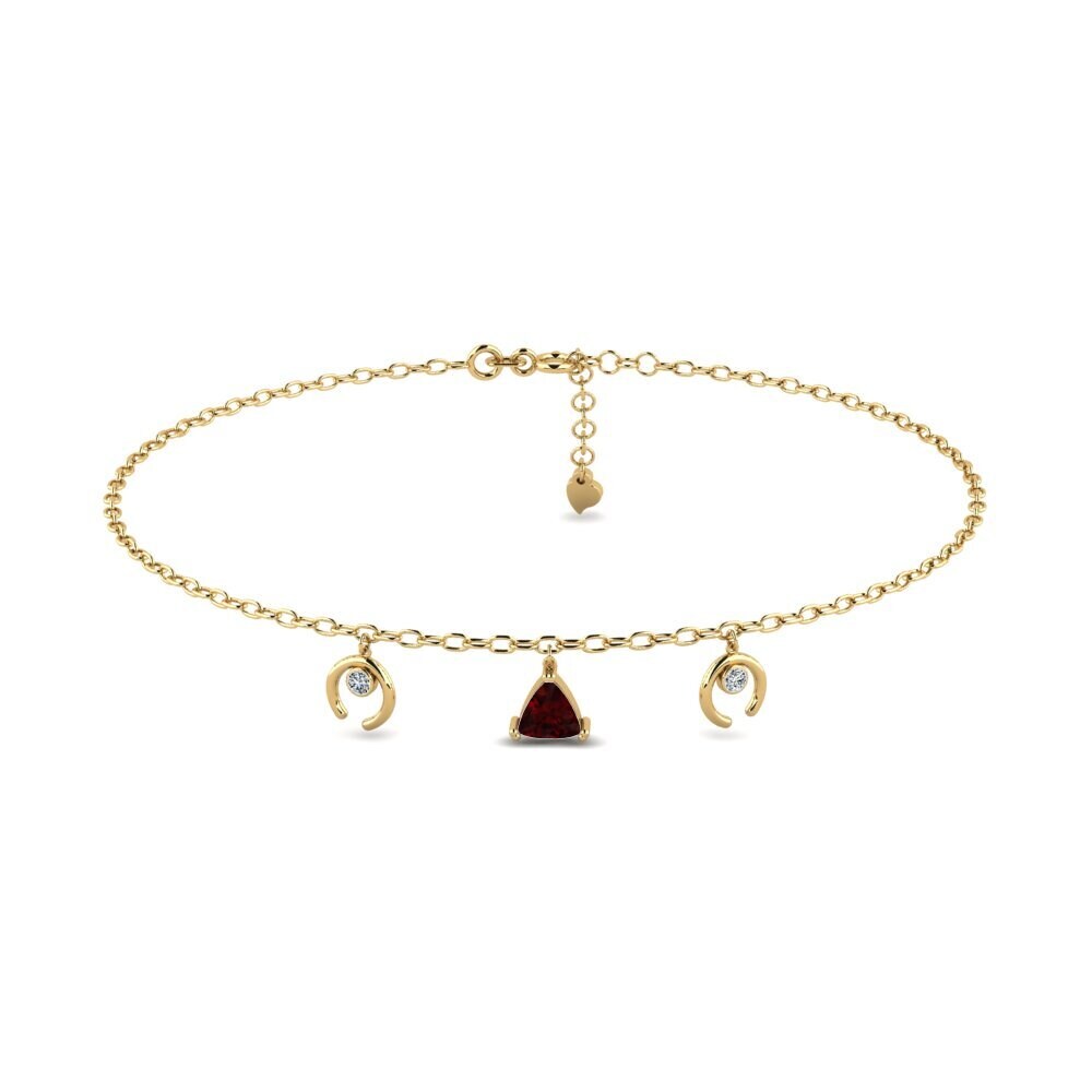 14ct Yellow Gold Garnet Women's Anklet Awiti
