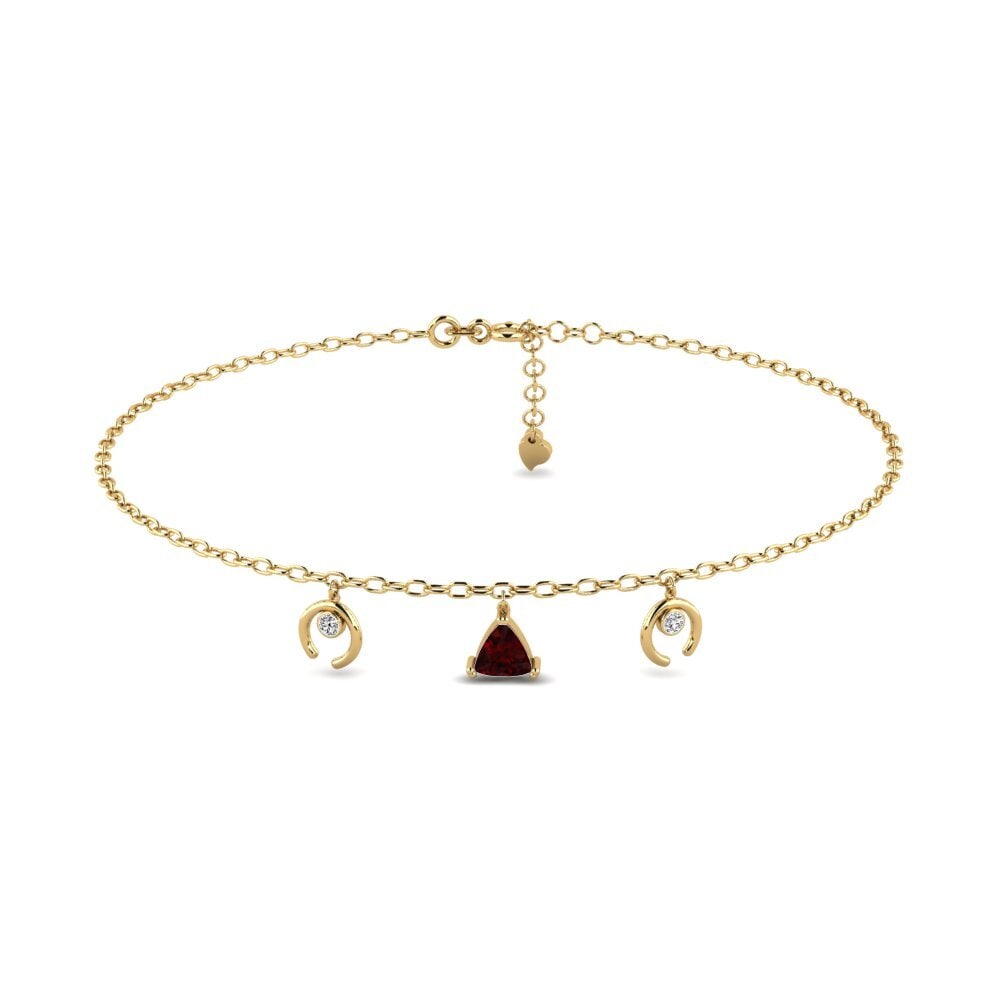 14k Oro Amarillo Granate Tobillera de mujer Awiti