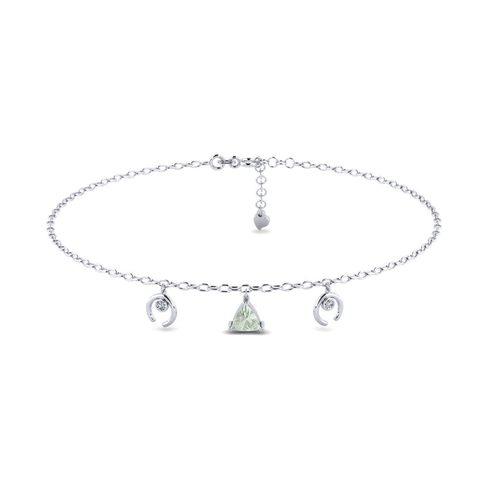 18ct White Gold Green Amethyst Women's Anklet Awiti