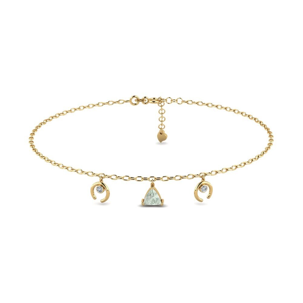 14ct Yellow Gold Green Amethyst Women's Anklet Awiti
