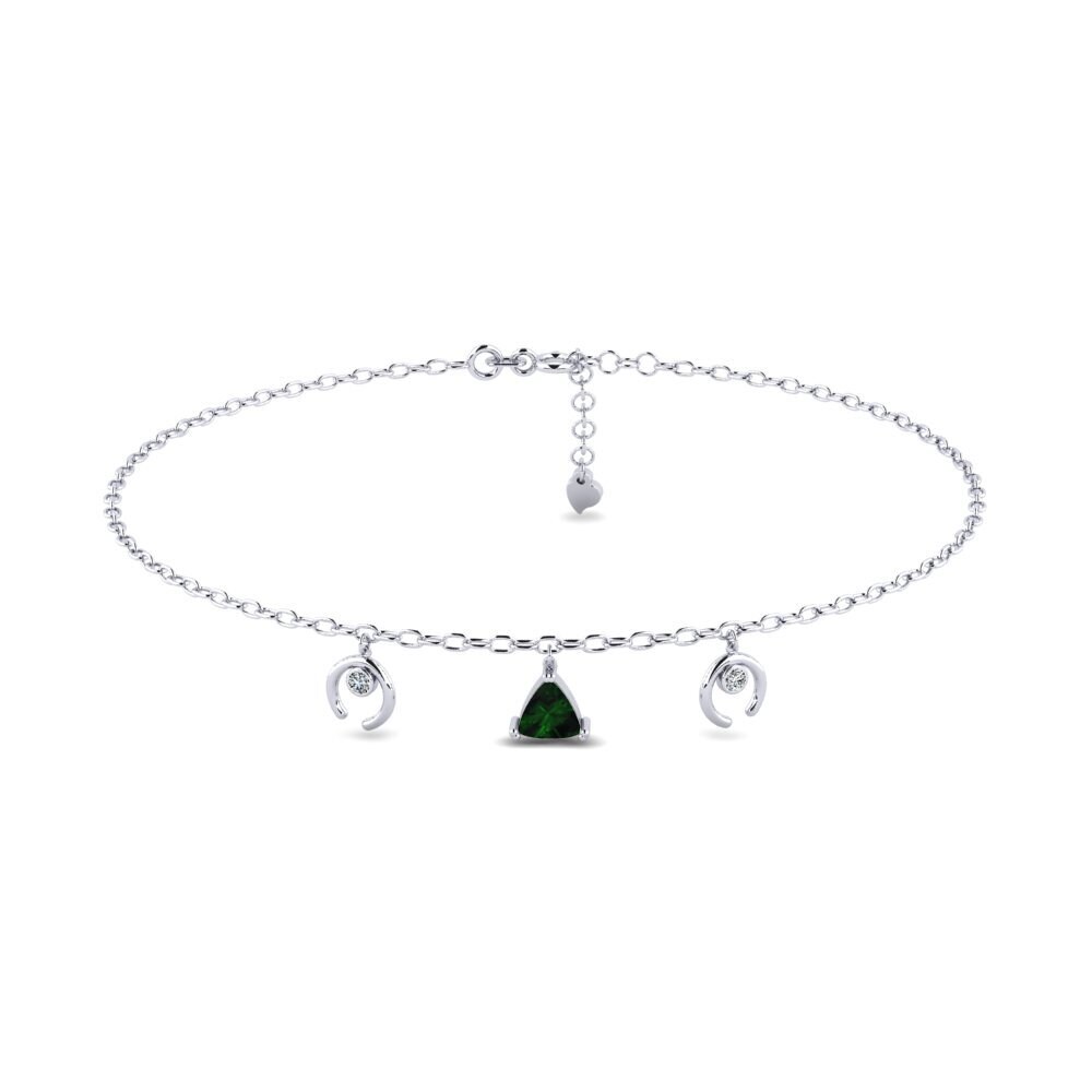 18ct White Gold Green Tourmaline Women's Anklet Awiti