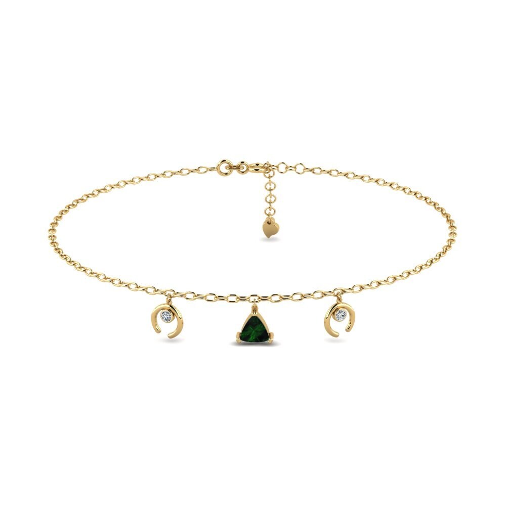 14ct Yellow Gold Green Tourmaline Women's Anklet Awiti