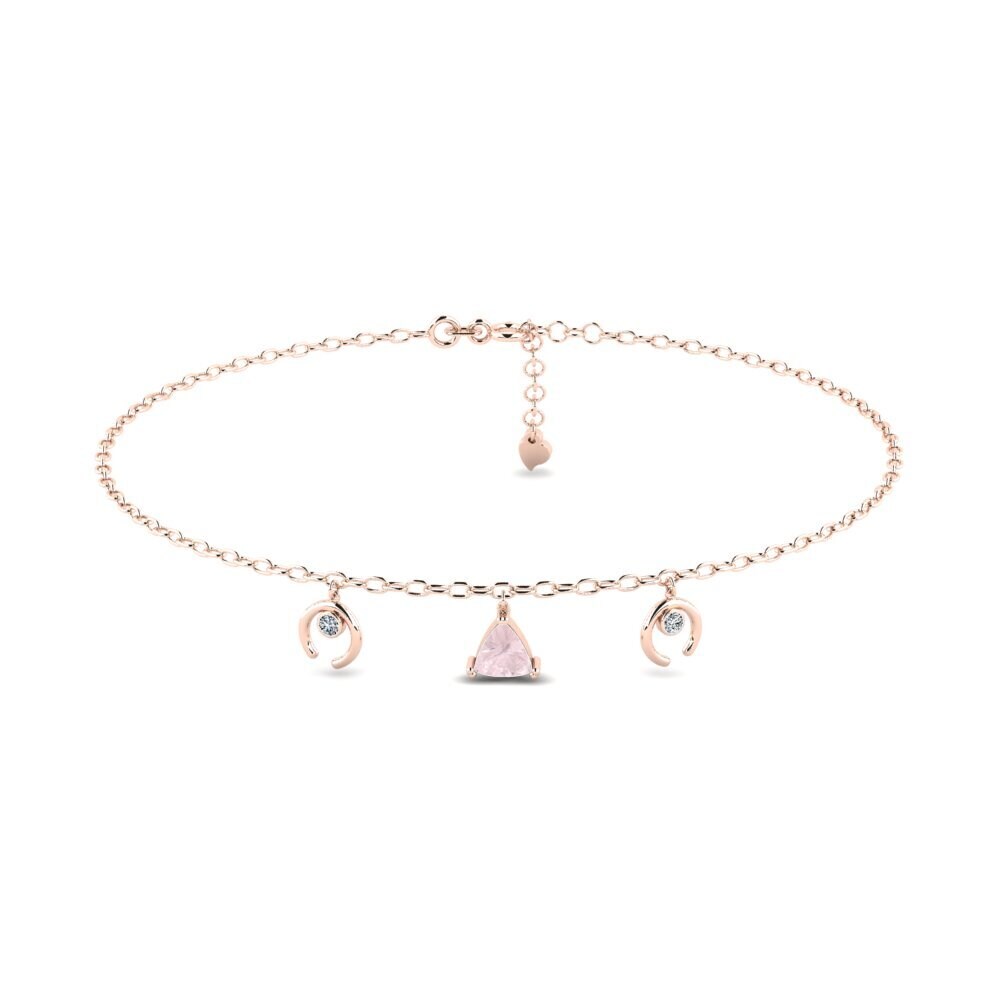 9ct Rose Gold Rose Quartz Women's Anklet Awiti
