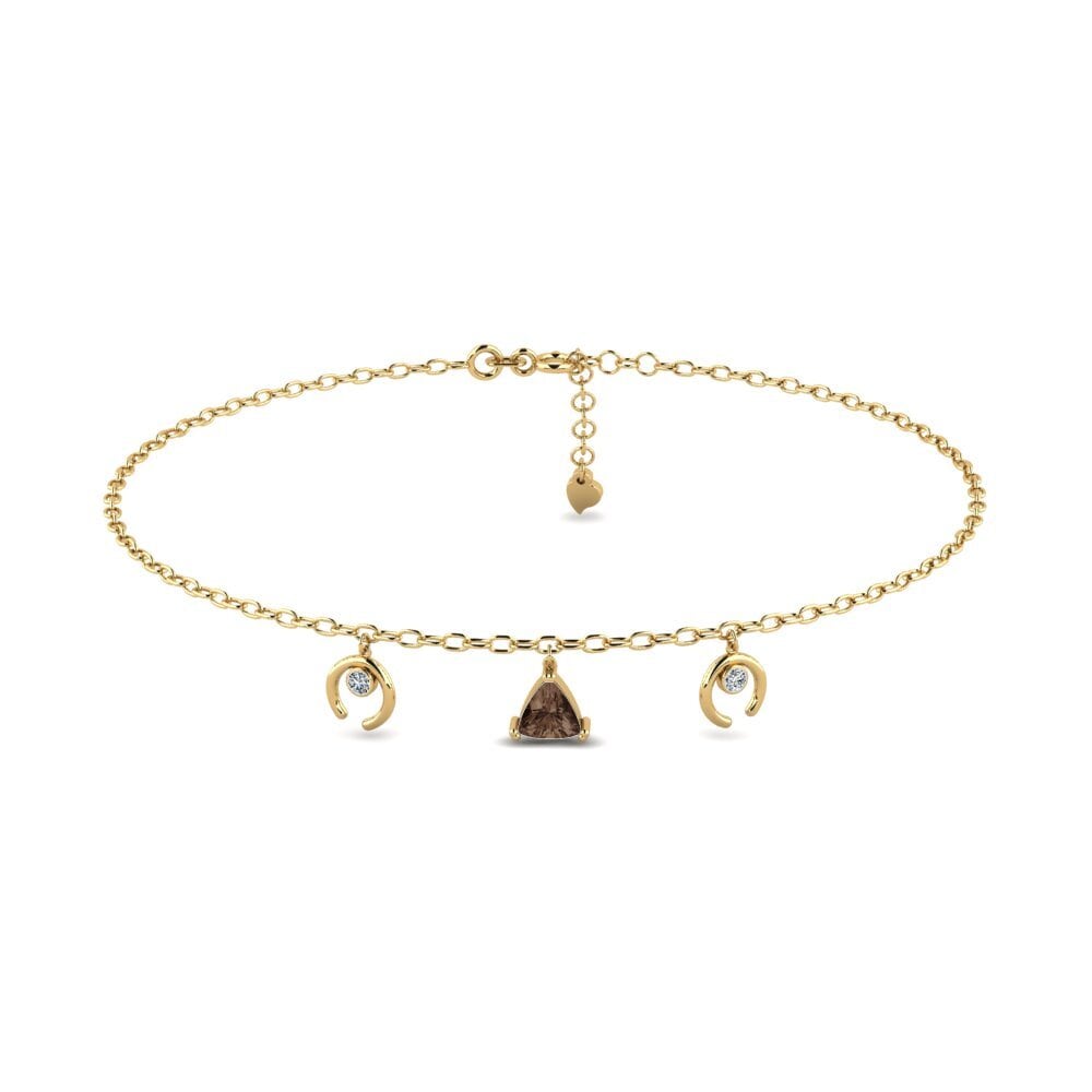 14ct Yellow Gold Smoky Quartz Women's Anklet Awiti