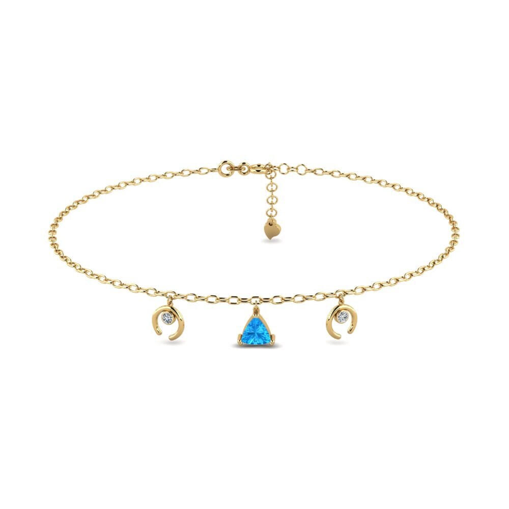 14ct Yellow Gold Blue Topaz Women's Anklet Awiti